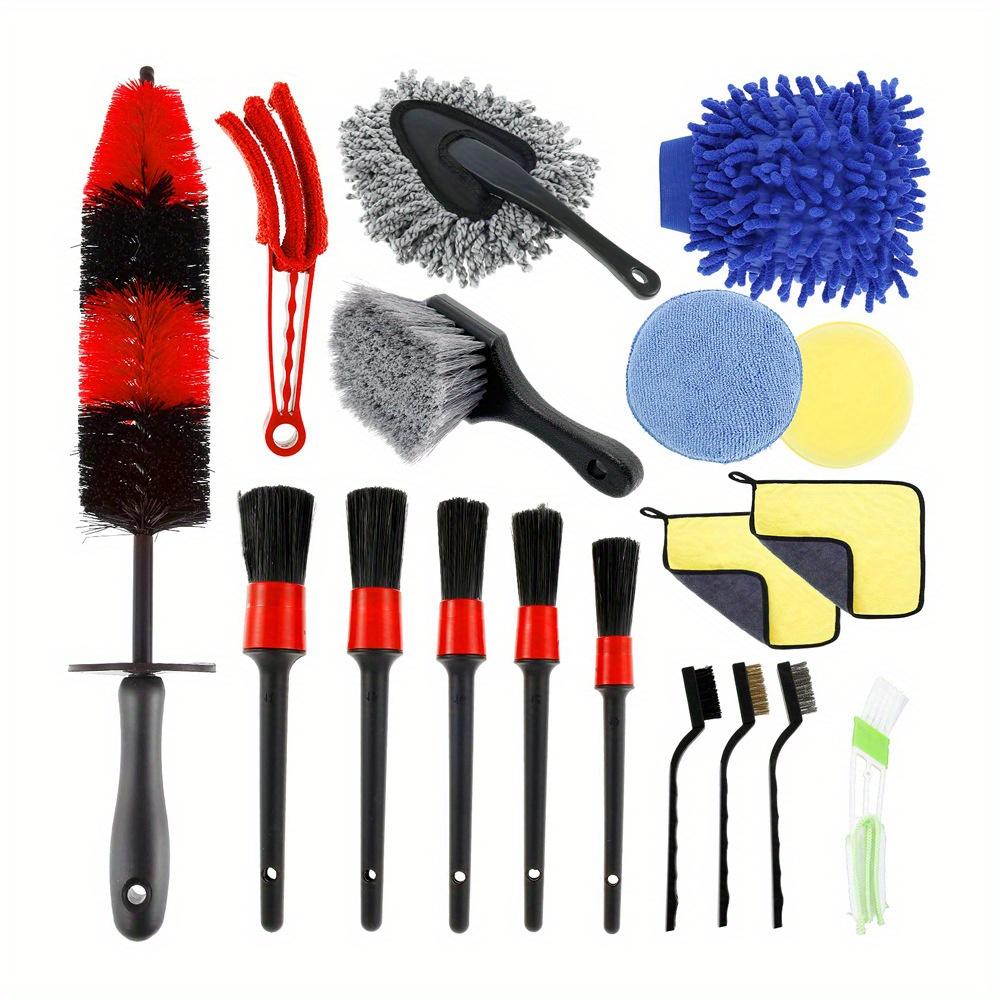 Car Cleaning Kit 18 Car Beauty Details Brush PP Wheel Hub Scrub Car Brush Clean Towel Gloves