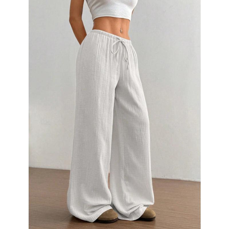 DAFIFY Women's Fashion Casual Solid Color Print High Waist Trousers Pants & Capris