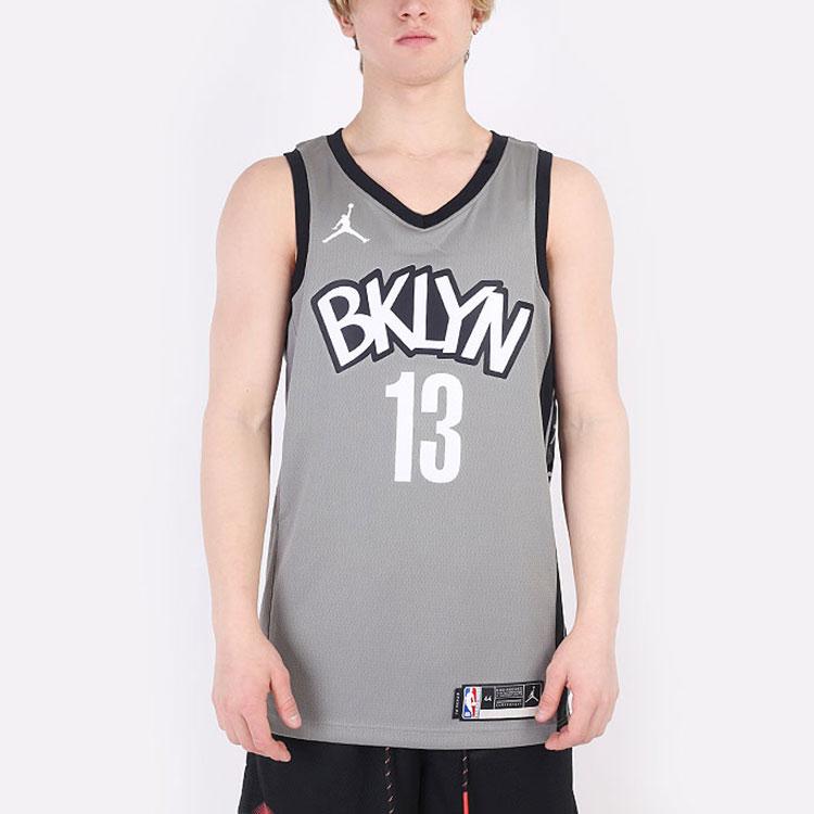 Jordan Vintage NBA 2020 Brooklyn Nets James Harden #13 Fan Jersey Men Tops Gray CV9469-002