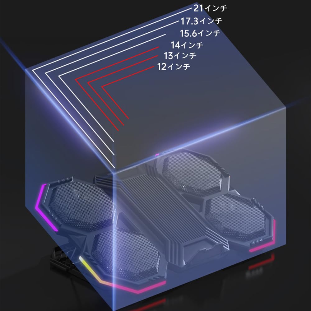 Zacoora Chladicí podložka pod notebook Výkonný turbo ventilátor Chladič notebooku Zabraňte přehřívání a chraňte svůj herní notebook Palec Nový zvenčí 15-17 (Žádné světlo)