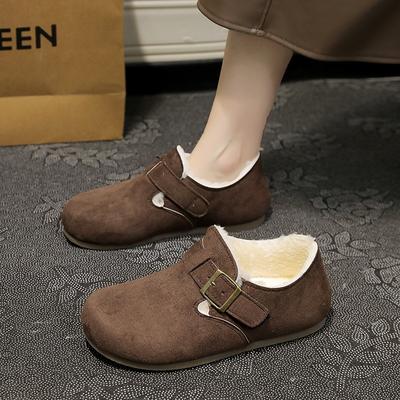Queen Fan Retro Brown Platform Velvet Cotton Shoes Women's New Winter Warm and Non-slip Outer Wear