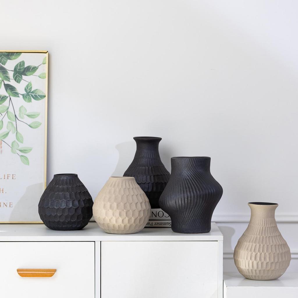Wabi-Sabi Retro Ceramic Vase - Chinese Style for Living Room, Tea Room, or Hotel Decor