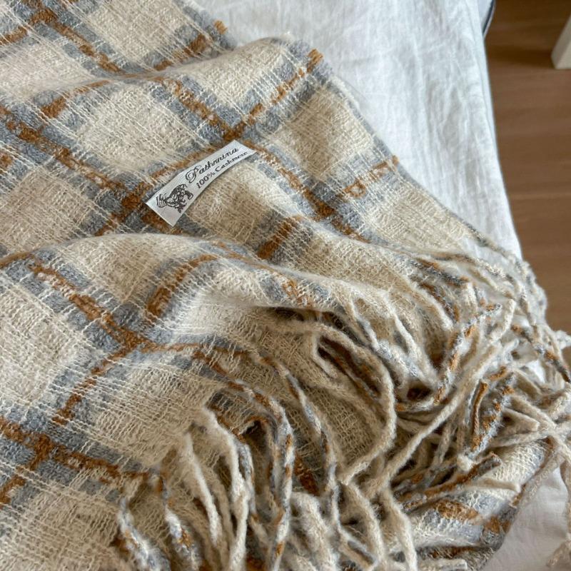 Versatile Plaid Scarf Women's Retro Imitation Cashmere Shawl Student Couple Thickened Fringed Scarf