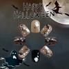 Halloween Nail Art Set 24PCS Cobweb Details And Shimmering Bat Motifs Press On Short Nails