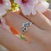 Hecheng Korean Silver Five-Petal Flower Ring: Retro, Simple & Elegant Student Style