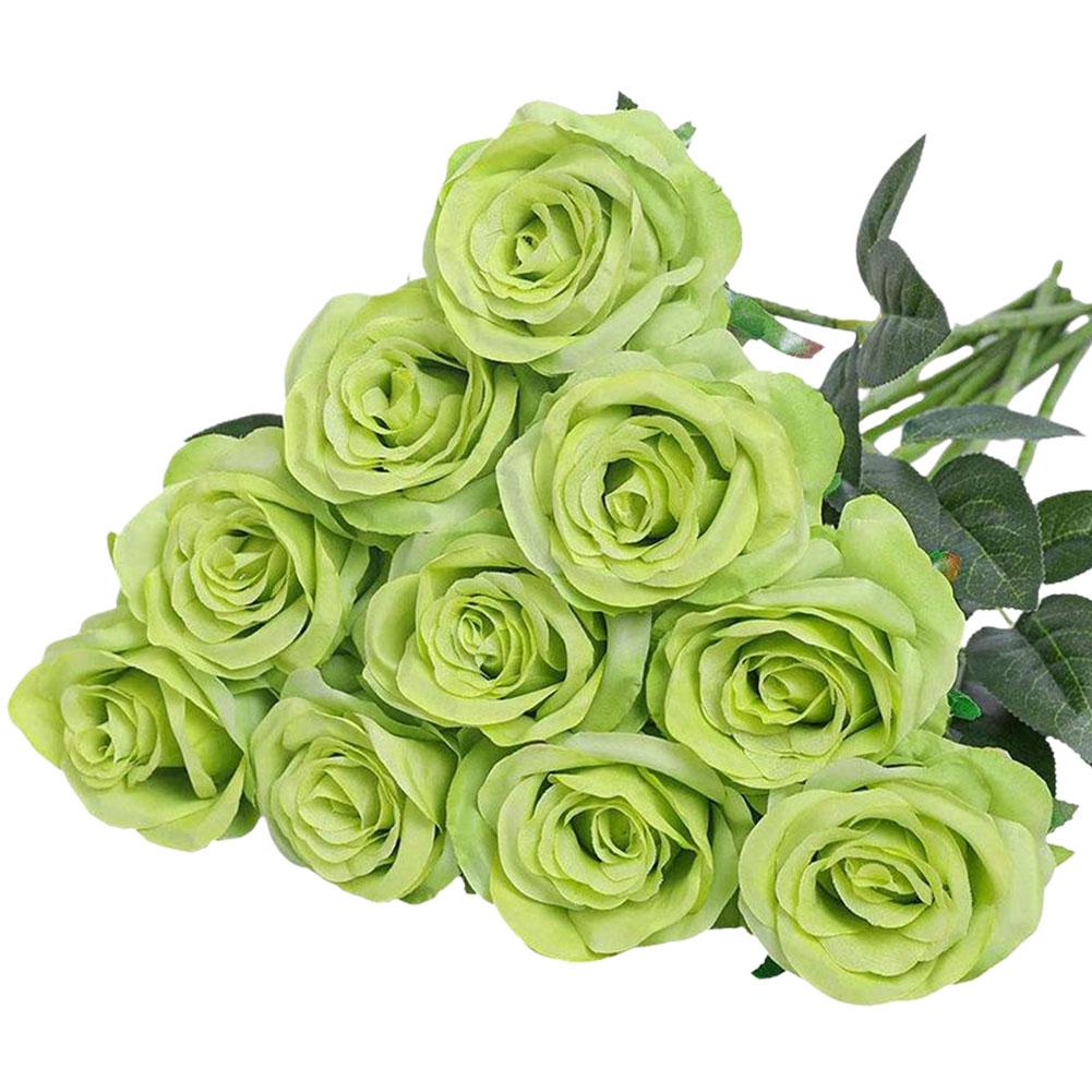10pcs Artificial Flowers Rose Flower Branch Artificial Red Roses Realistic Fake Rose Bouquet Table Decoration Wedding Home Decor