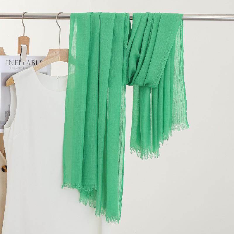 Monochrome Thin Scarf Women'S Sunscreen Shawl Solid Color Simple Imitation Cotton And Linen Silk Scarf High-End Yarn