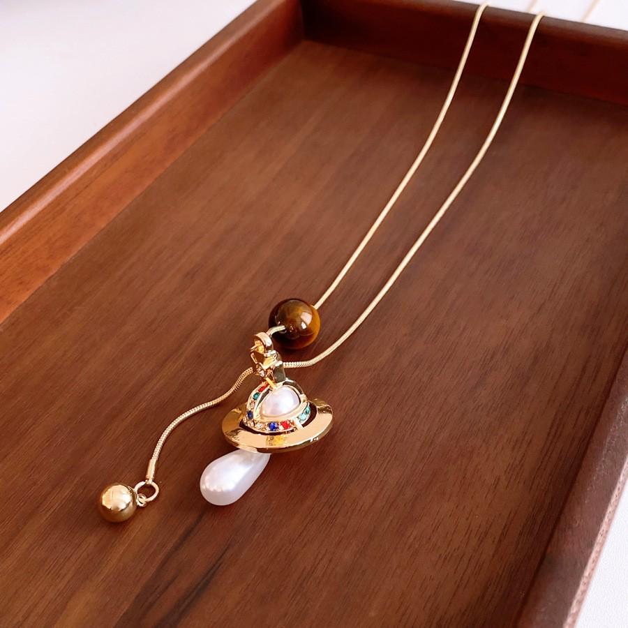 Sun & Stone Pendant Necklace - Titanium & Stainless Steel Clavicle Chain Jewelry