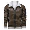 Europäische und amerikanische Stil Reverskragen Fleece Lederjacke, Herren Fellintegrierte Übergröße Lederjacke