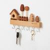 Rustic Wood Key Hanger Hanger with Decorative Wall Mounted 6 Hooks Entrance Key Hanger for Keys