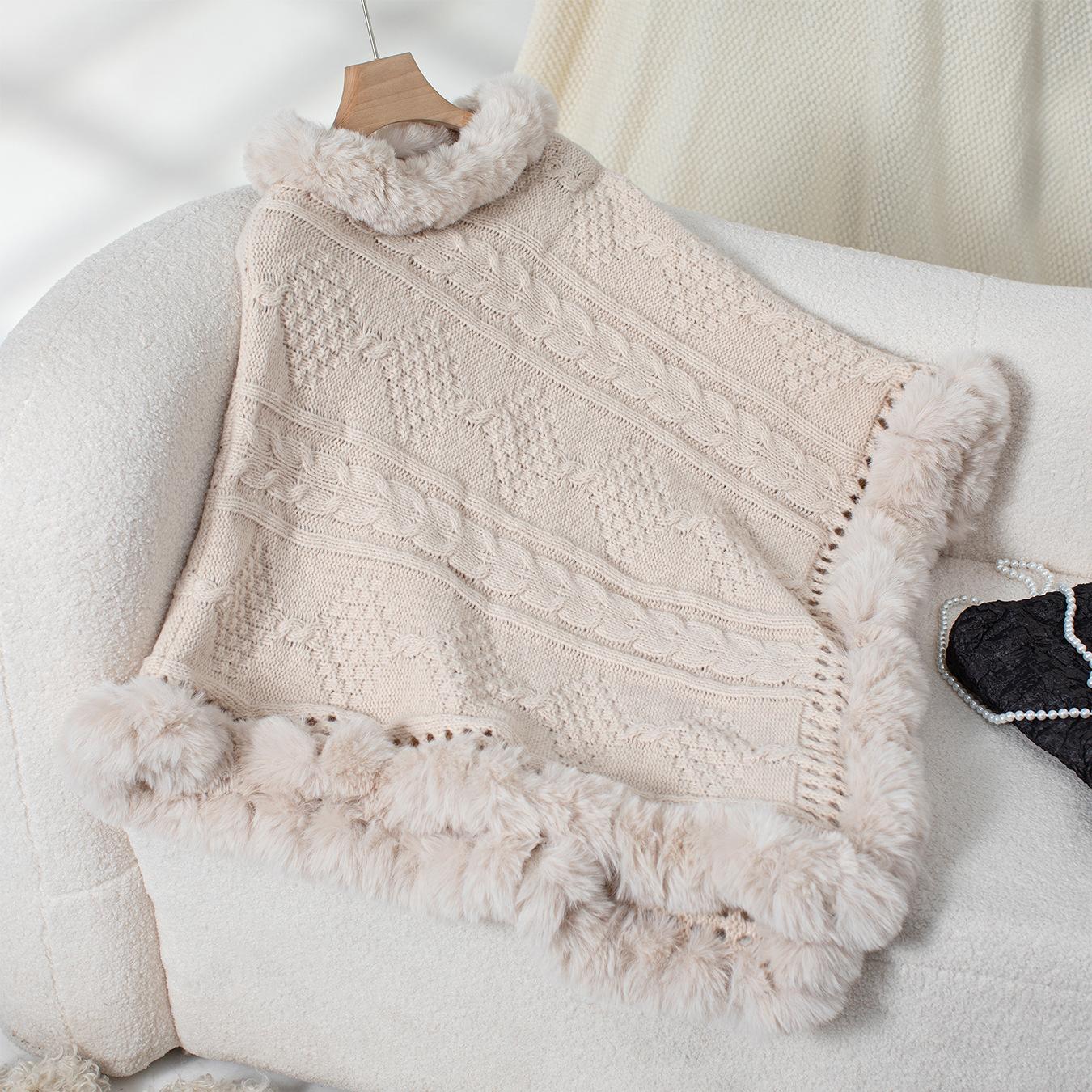 Осень и Зима Женский Однотонный Свободный Кардиган-Плащ Кросс-Боди с Рукавами Летучая Мышь Трикотаж Свитер со Стойкой Воротником One Size абрикосовый