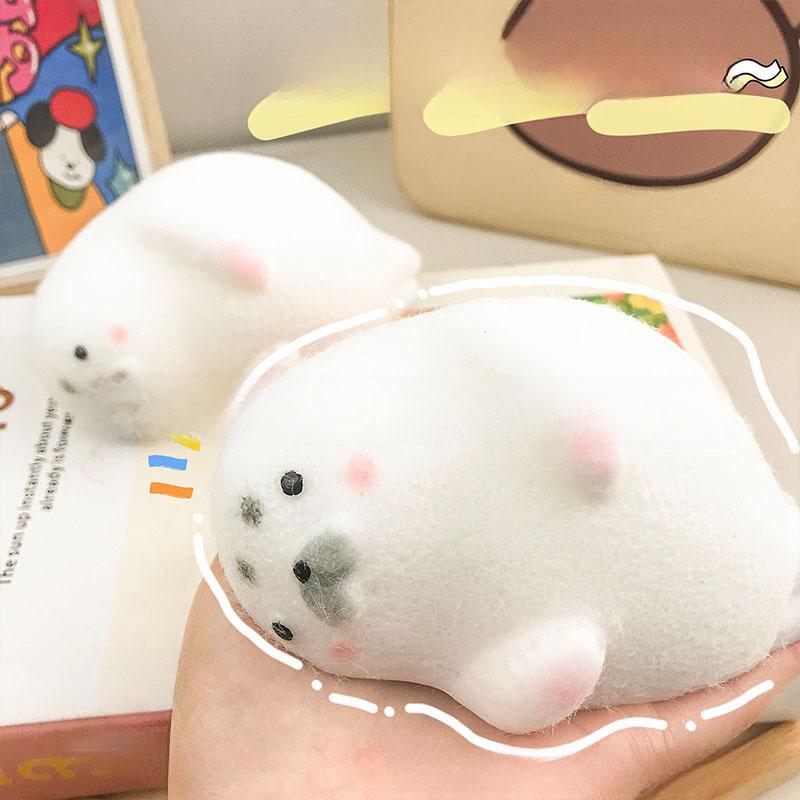Taba Squishy Cute Large Chubby White Seal soft Flocked Sea Lion Slow Rebound Hand Relaxation Stress Relief Kawaii Girl Gift Toys
