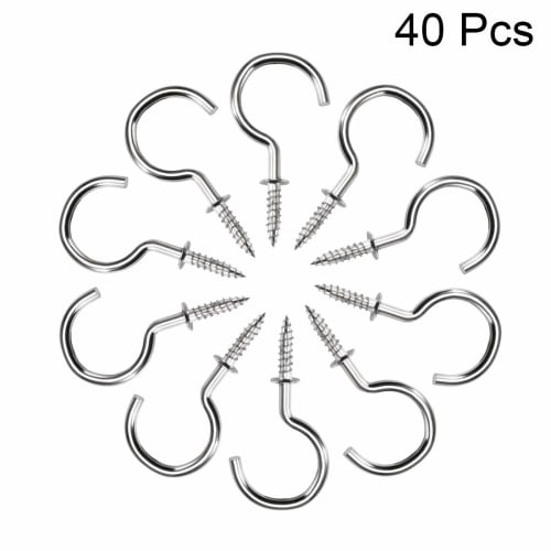 uxcell 40-Piece 46mm Stainless Steel Screw-In Wall Lamp Hooks for Kitchens, Silver
