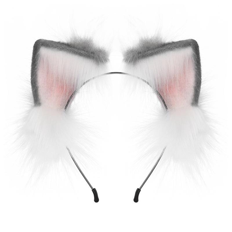

Sweet Cosplay Anime Character Foxes Ear Headband Carnivals Adult Plush Hairband сірий колір