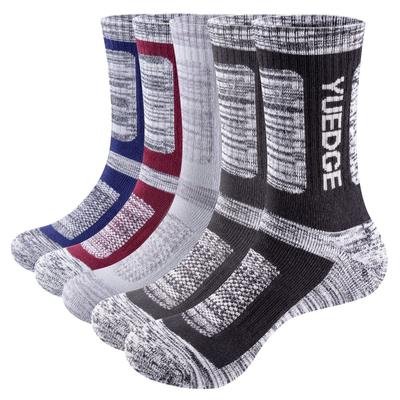 YUEDGE Andningsbar Utomhusset Herrstrumpor, Sport, Användning, Vandring, Klättring, Arbete, Antibakteriella, Luktbeständiga, Bomull, 5-pack