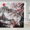 Japanese Wave Shower Curtain Kids Cherry Blossoms Bathroom Shower Curtain Set For Boys Girls Japanese Ukiyoe Theme Home Decor