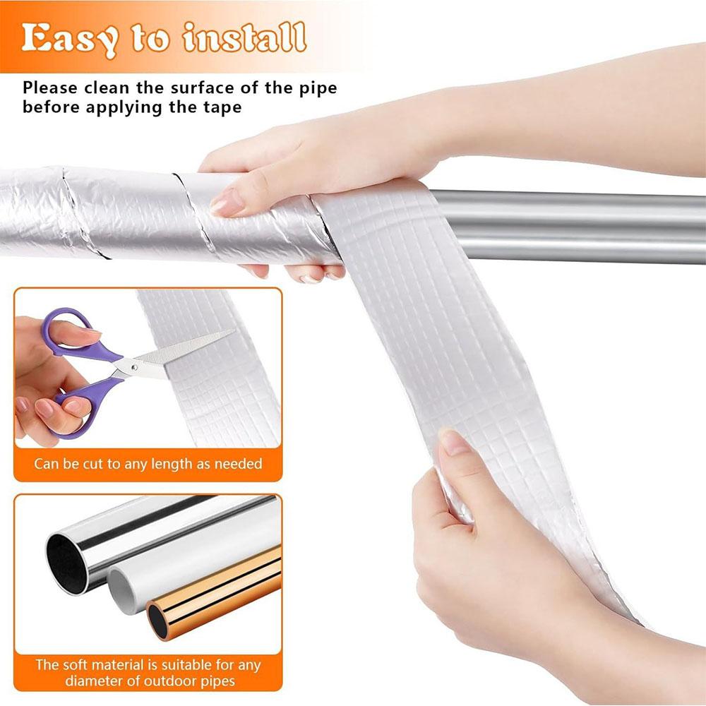 2 roll Pipe Insulation Wrap for Cold Hot Water Pipes, Reduce Heat Loss
