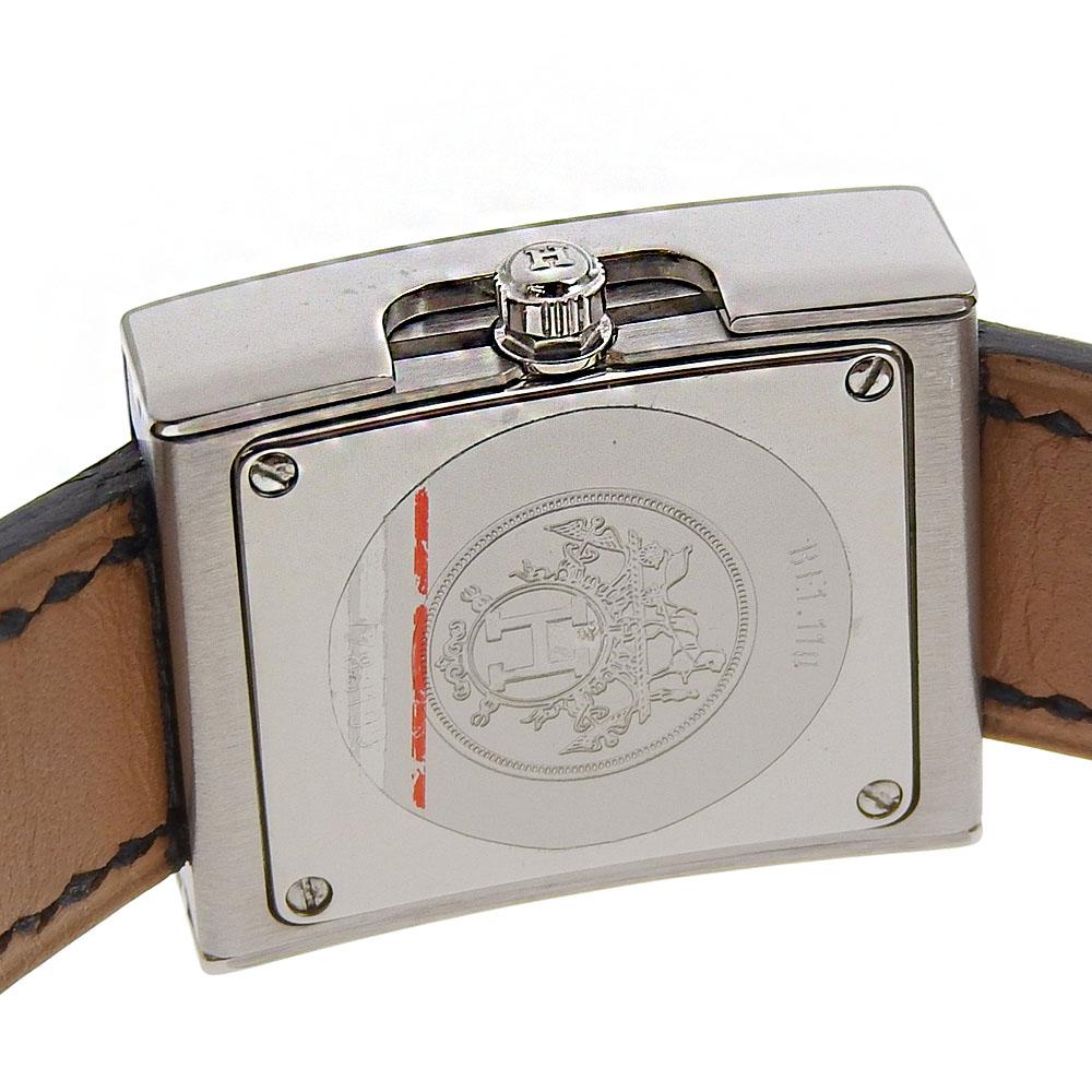 Hermes Armbanduhr Uhren BE1.110 weißes Zifferblatt Edelstahl/Leder Quarz Analoganzeige Damen Gebraucht