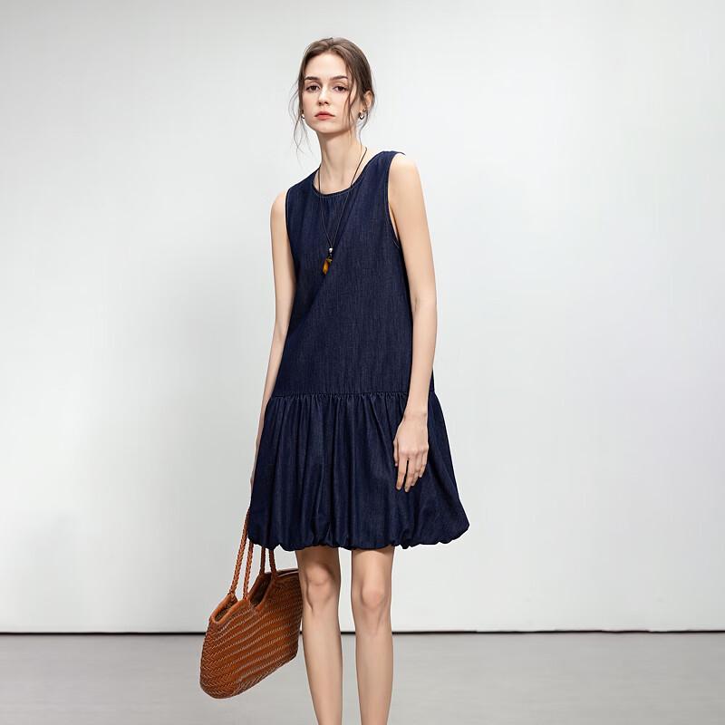 Demana Sleeveless Loose Waist Denim Midi Dress L