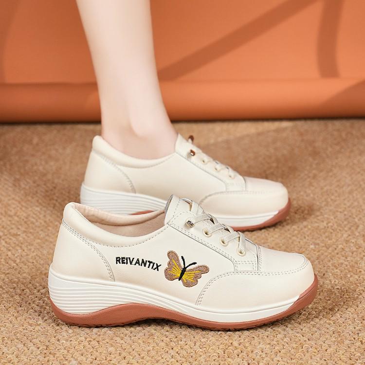 

Женские осенние низкие кожаные туфли на толстой подошве - Универсальная повседневная обувь на платформе 40