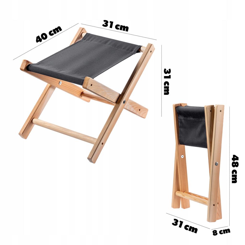 KADAX Skládací dřevěná stolička 40x31cm Zahradní Pro zahradu Domácí Sedátko