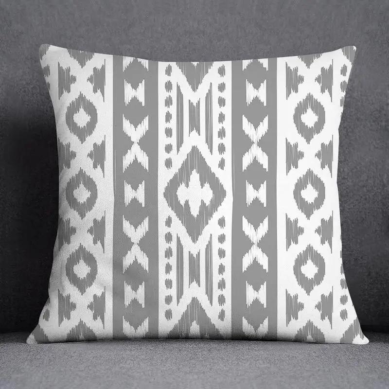 Pillowcase Home Office Decor Cushion Cover Grey Low White Floral Pattern