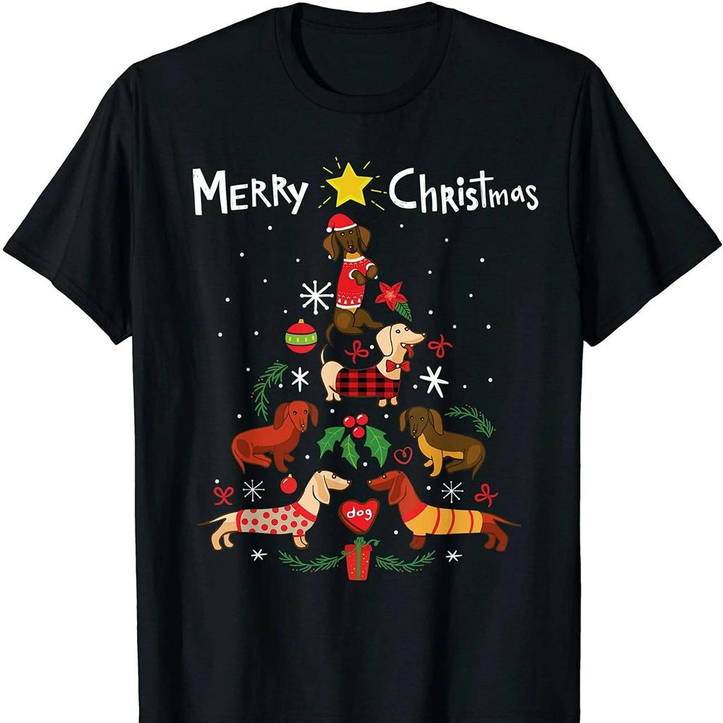 Funny Dachshund Christmas Tree Dog Lovers Gift Unisexs T Shirt New 100 Cotton Short Sleeve ONeck Tshirt Casual Unisex Top