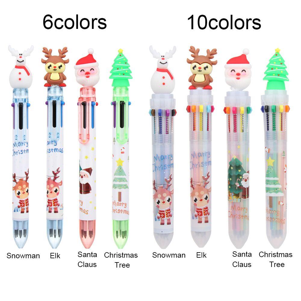 6/10Colors Cute Cartoon Santa Claus Xmas Deer Ballpoint Pen Elementary School Stationery Gifts Merry Christmas Decor