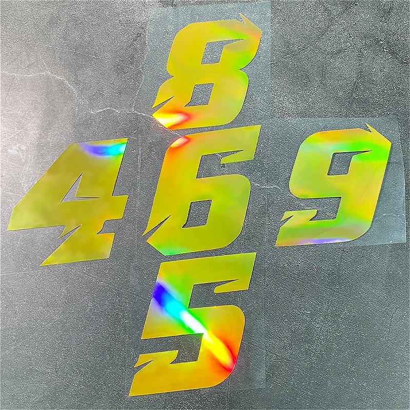 1PC Gold Laser Motorcycle Arabic Numerals Sticker Waterproof for Motorbike Fuel Tank Front Fairing Helmet Universal Vinyl Decal