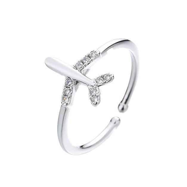 Gu Maoning's Korean Style Zircon Airplane Ring for Women