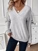Women Plus Size V Neck Cable Knit Sweater Loose Long Sleeve Casual Pullover