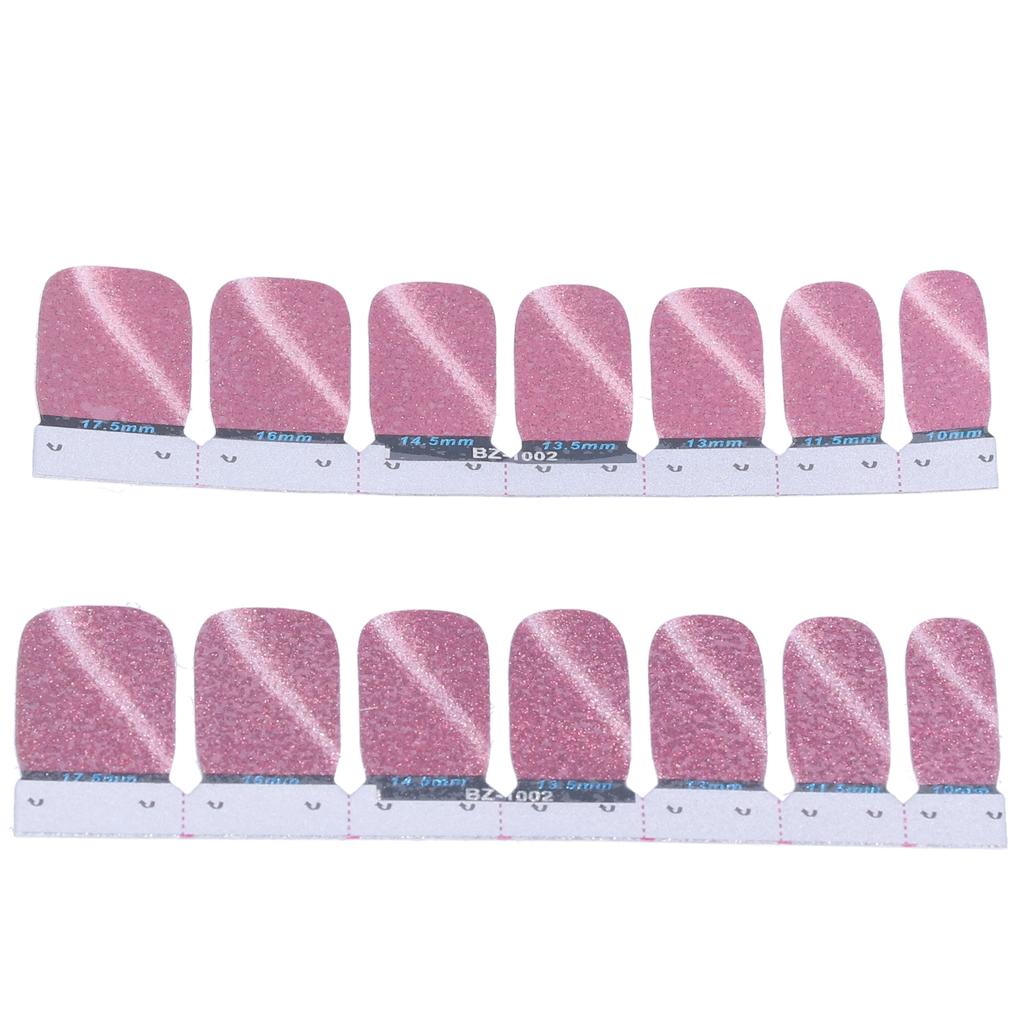 14pcs SelfAdhesive Nail Sticker DIY Glitter Fashionable Nail Polish Strip Full Wraps Decal(02 )