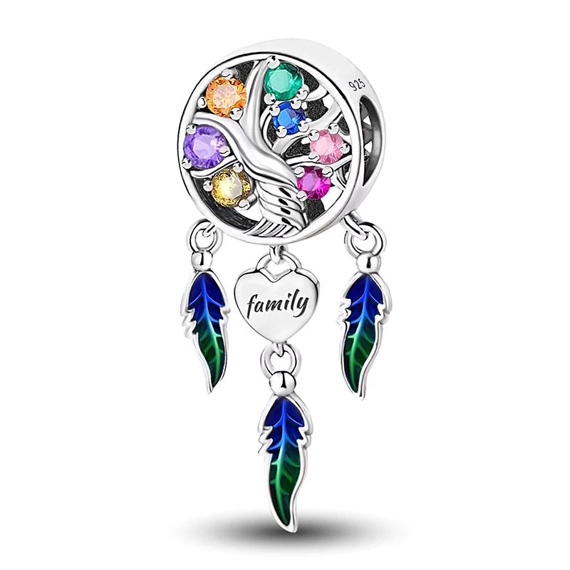 Copper Family Tree Dream Catcher Net Butterfly Charms Beads Fit Original Pan Bracelet Bangle Diy Jewelry