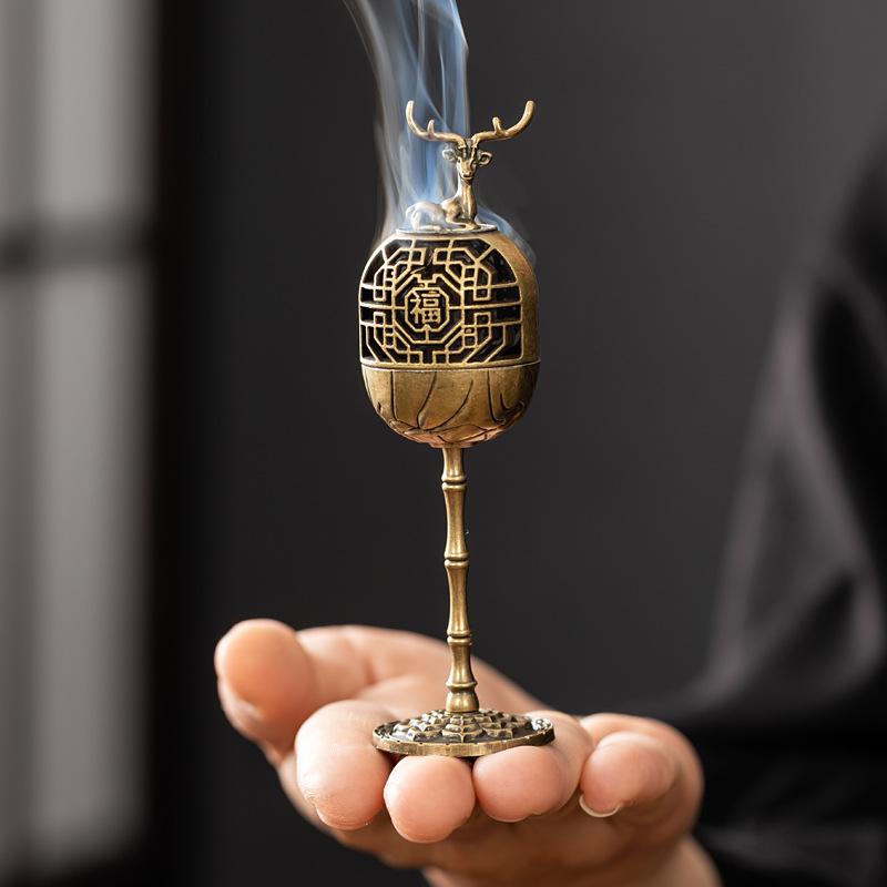 Zinc Alloy Hollow Aromatherapy Deer Crane Incense Burner Indoor High-foot Stove Office Tea Room Decoration Incense Burners