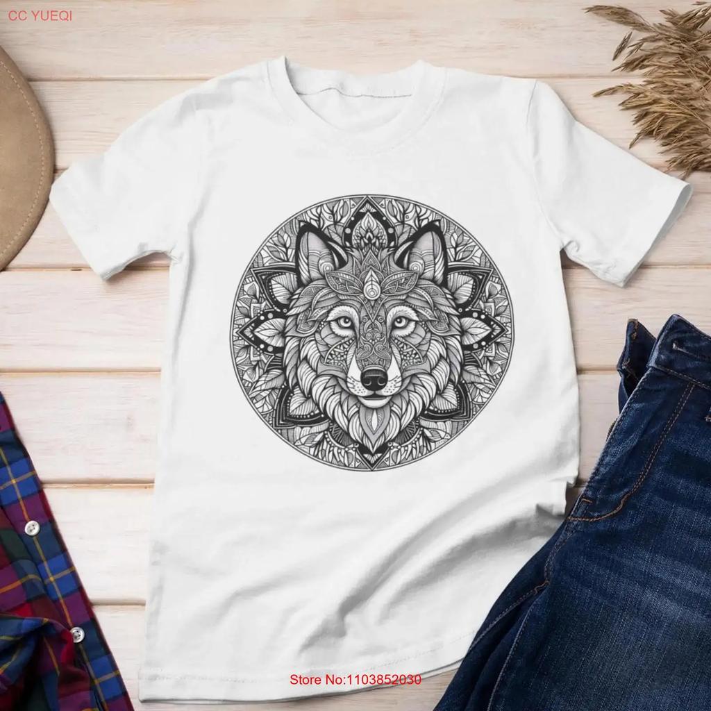 Wolf Unisexdala T Shirt Alternative Geometric White Nature Wild Animal Top Vintage Versatile Stylish Homme Breathable