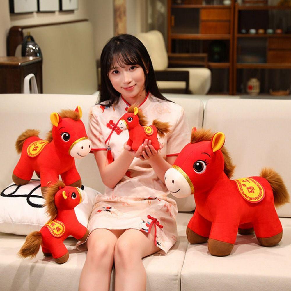 2026 Horse Year Plush Horse Doll Letter Print Horse Stuffed Animal Children Toys