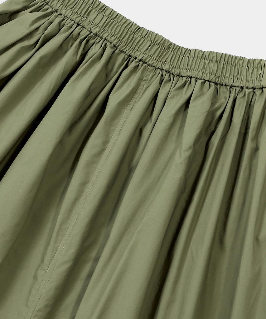 COLUMBIA UNIVERSITY All-Round Pleats Cotton Long Skirts Khaki