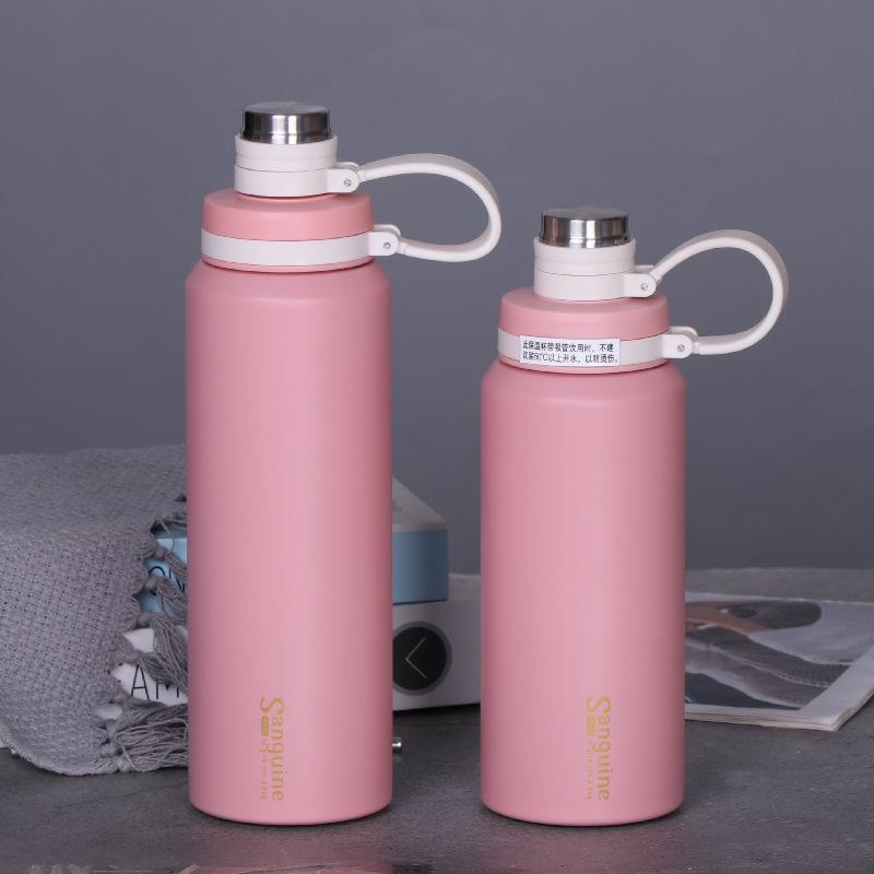 New Fashion Grid Straw Sports Cup Stainless Steel Outdoor Sports Portable Sling Cup
