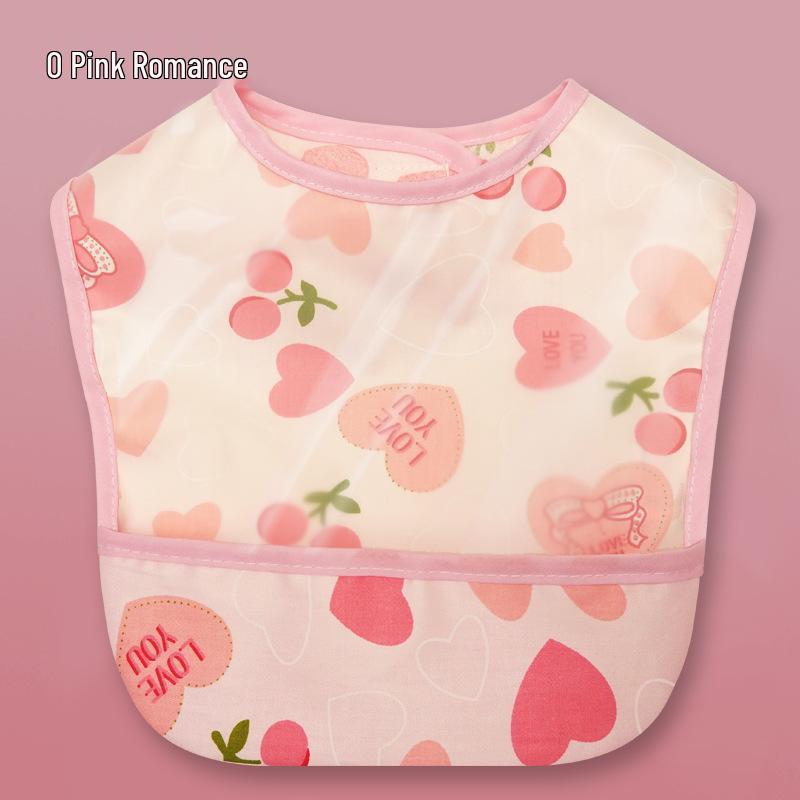 Waterproof Cotton Baby Bib: Reversible, Cartoon Design, Wash-Free Bib for Eating.
