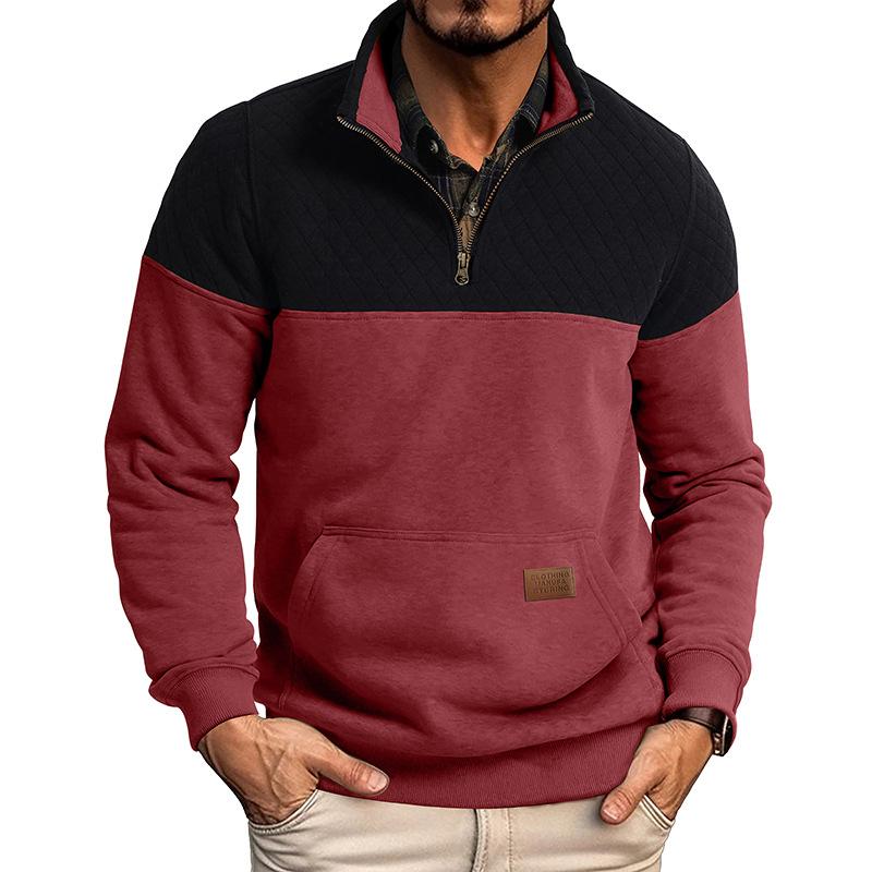 

2026 Autumn and Winter New Casual Loose Men s Large Size Stand Collar Zipper Sweatshirt M красный