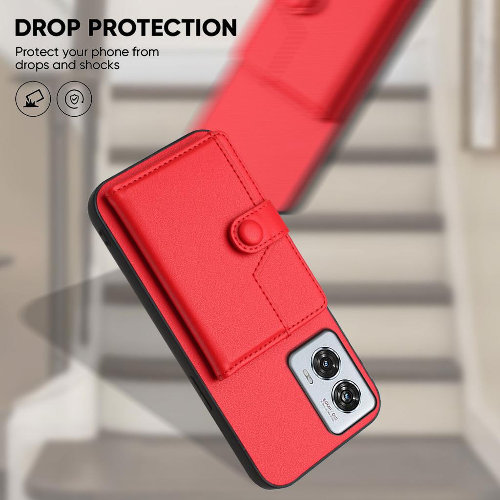 For Motorola Edge 50 Fusion 5G Case RFID Blocking Card Holder Kickstand TPU + PU Leather Phone Back Cover