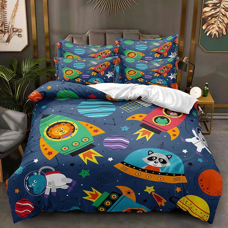 3D Space Cartoon Pattern Bedding Set Kid Boys Baby Quilt Cover Pillowcase 2/3pcs Single Double Bed Cover Gift Bed Set