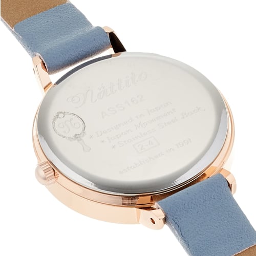 Fieldwork NF Ashley Analog Watch, Nickel-Free, Pink Gold with Leather Strap, ASS162-4, Women's, Blue