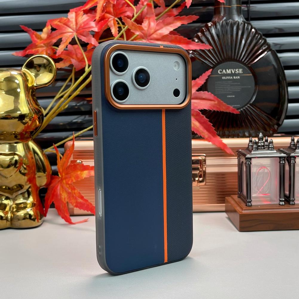 Three-color Leather Patchwork with Magsafe Magnetic Ring Case For iPhone 17 Pro Max 17 Pro Air 16 Pro 15 14 Lens Protect Cover