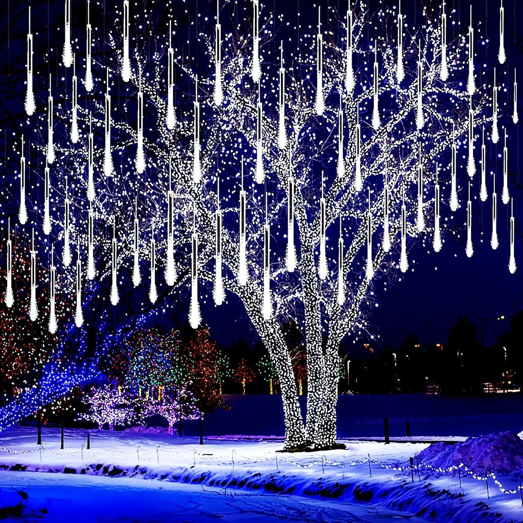 Christmas Outdoor Meteor Shower Lights, Outdoor Garden Lights, Snow Meteor Shower Lights, LED Decorations Suitable for Trees