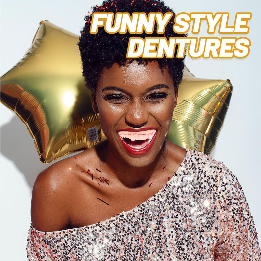 5Pcs Funny Ugly False Fake Teeth Wacky Freaky Front Teeth Decoration Props Trick Toy Party Halloween Game Accessory