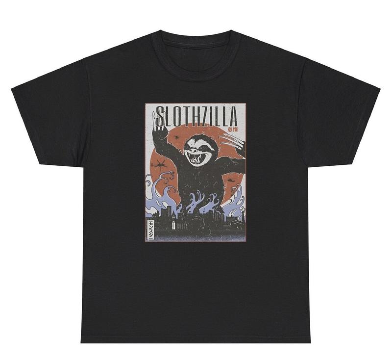 Slothzilla Unisex T-Shirt Funny Sloth Lover Movie Parody Silly Meme Humor Tee XXXL