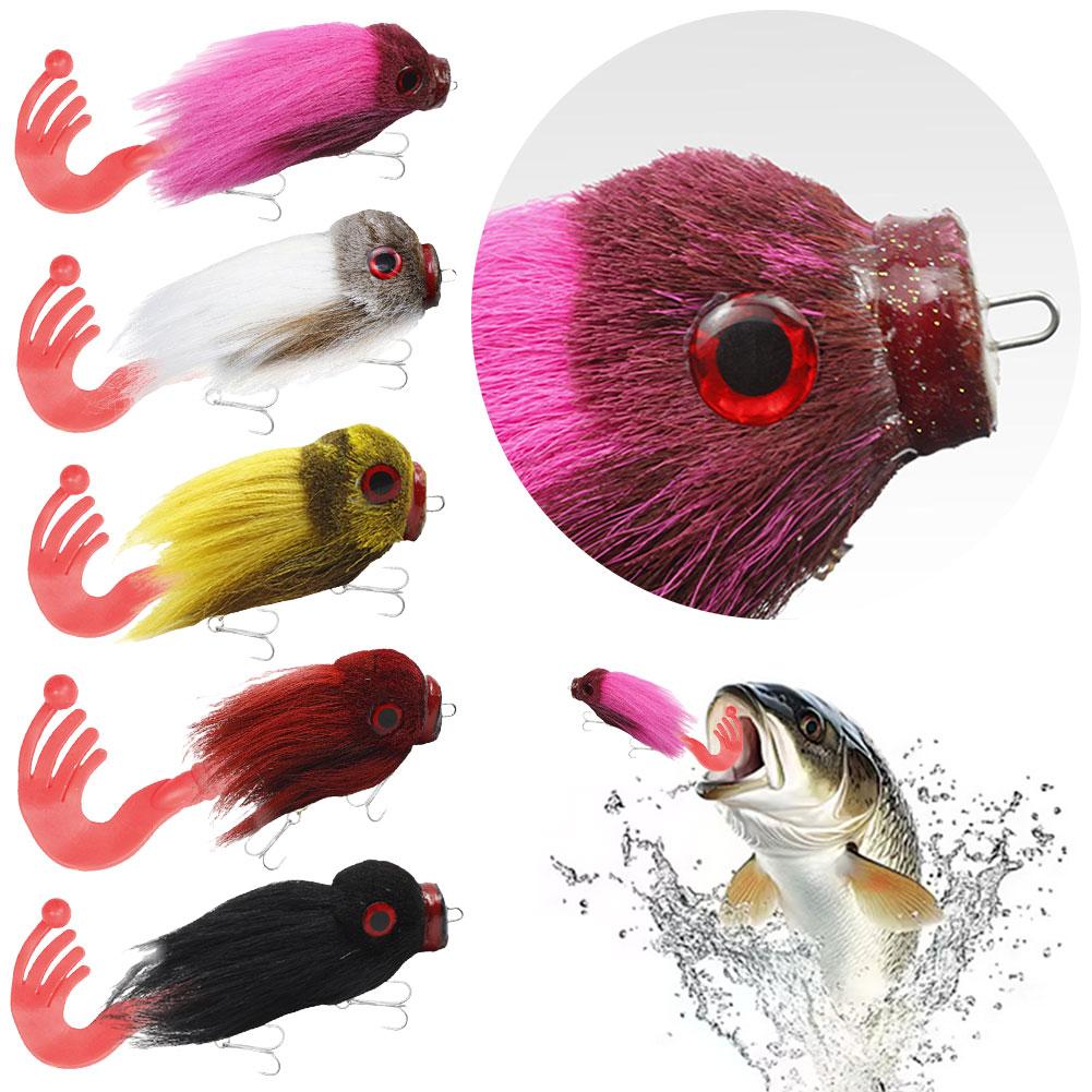 Mouse Fishing Lure with Treble Hooks Saltwater Pike Mouse Fishing Bait for Bass Crappie Pike Speckled Trout rosa