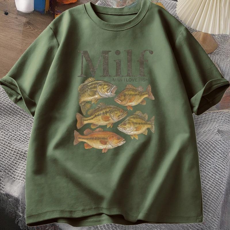 Unisex I Love Fish TShirt Funny Vintage Meme Fish T Shirt Casual Short Sleeve Round Neck Unisex Tee Cotton Loose Male Clothes Tops