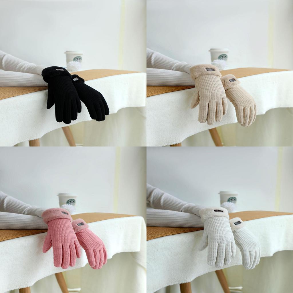 Winter Damen Flauschige Fahrradhandschuhe Mit Winddichtem Design Für Den Außenbereich